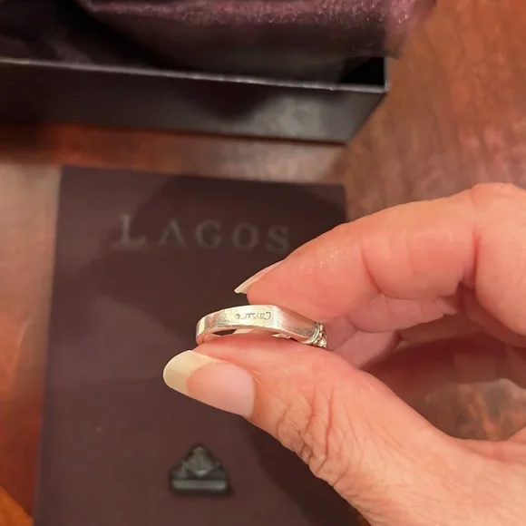 Lagos Caviar 18k gold silver peridot ring sz 7 jewelry bag box - Picture 4 of 5